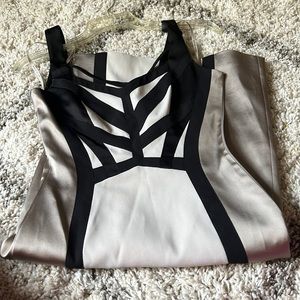Karen Millen Black White and Tan Midi